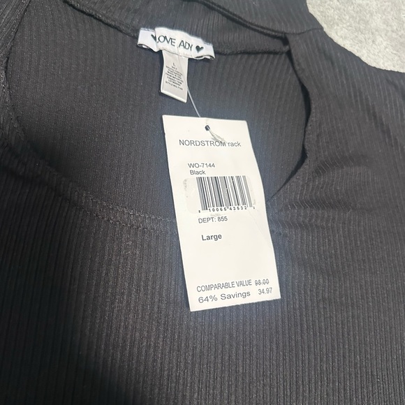 LOVE ADY‎ Ribbed Knit, Neck Cutout, Black Midi Dress Size Large NWT - Picture 6 of 9